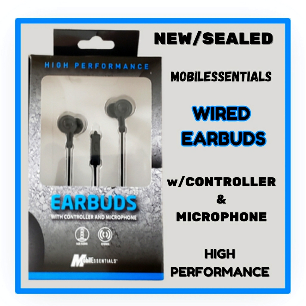 🥳NEW/SEALED WIRED EARBUDS/w CONTROLS & MICROPHONE